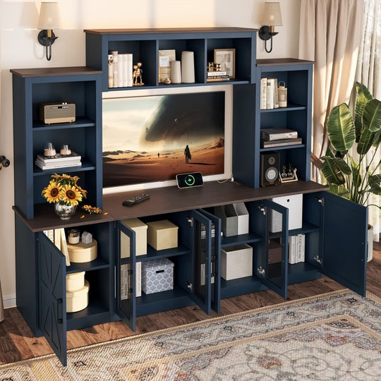 Wall Entertainment Center with Charging Station and USB Charging for Tvs