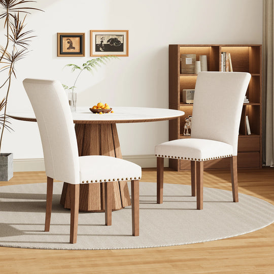 RENEWLINE Dining Chairs, Fabric with Nailhead Trim and Wood Legs