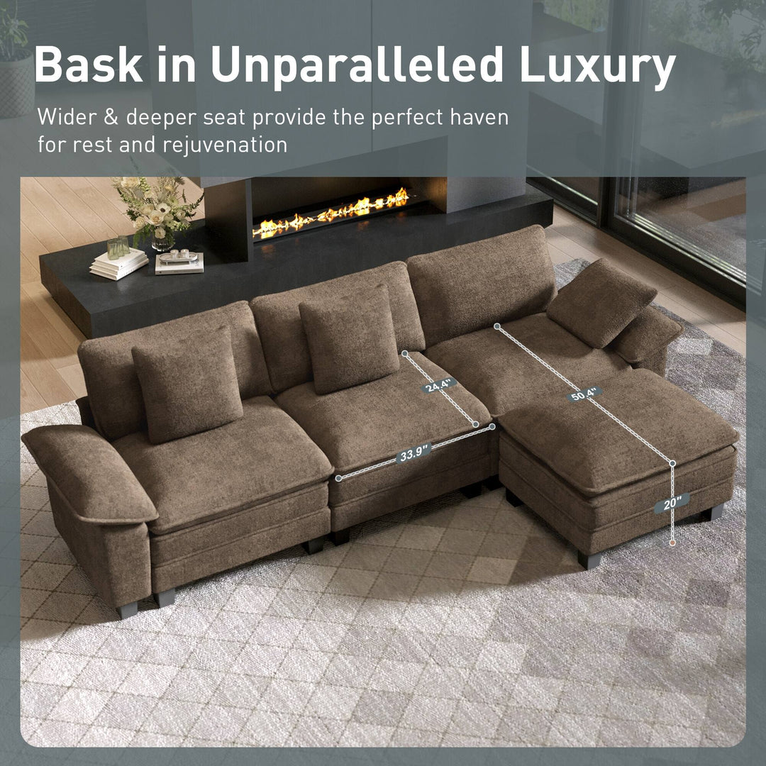Cloud Modular Deep Seat Sofa, Chenille or Corduroy Sectional Couch with Removable Arms, 1–4 Seater