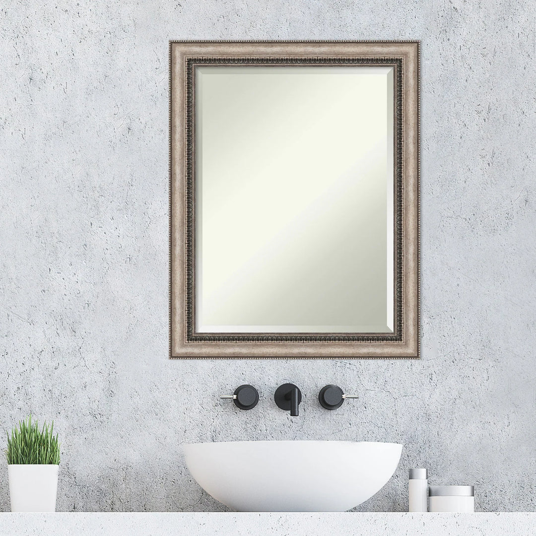 Beveled Bathroom Wall Mirror - Lyla Ornate Silver Frame - Lyla Ornate Silver