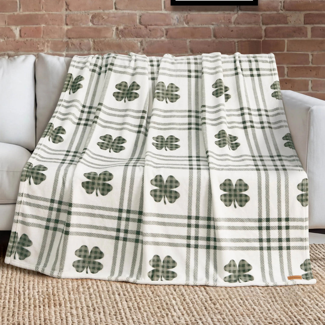 Lucky Clovers Plush Throw Blankets