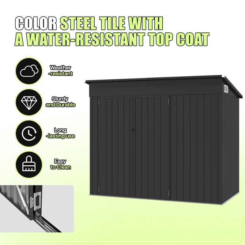 7 Ft. 6 In. W X 3 Ft. 8 In. D Metal Lean-To Storage Shed