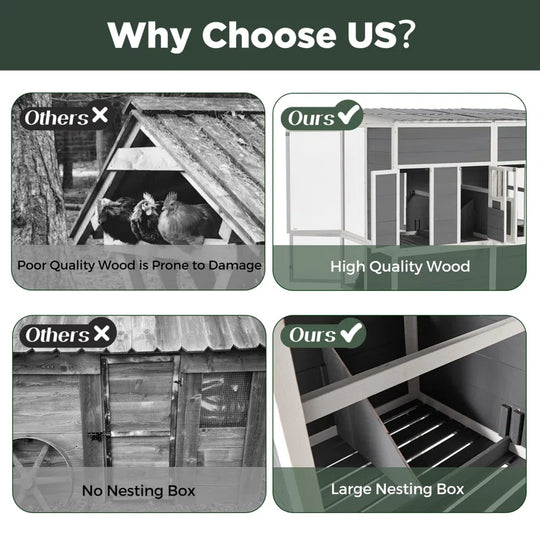 67'' Extra Large Chicken Coop House with 4 Nesting Boxes & Roost Bar for 8-10 Chickens
