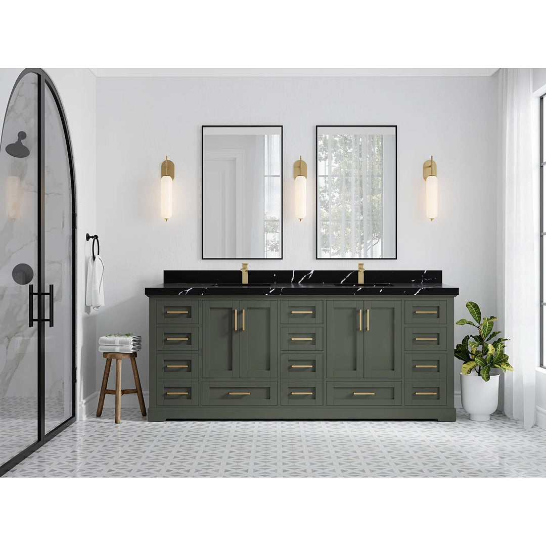 Willow Collection 84 in W X 22 in D X 36 in H Boston Double Bowl Sink Bathroom Vanity with Countertop
