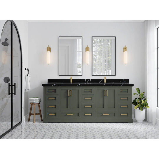 Willow Collection 84 in W X 22 in D X 36 in H Boston Double Bowl Sink Bathroom Vanity with Countertop