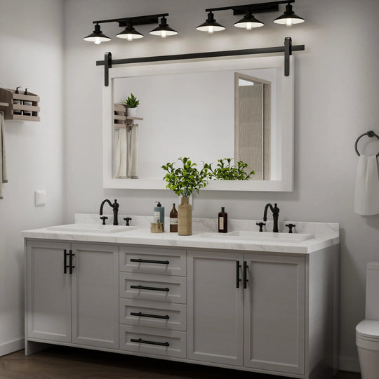 Farmhouse Barn Door Solid Wood Frame Bathroom Vanity Wall Mirror