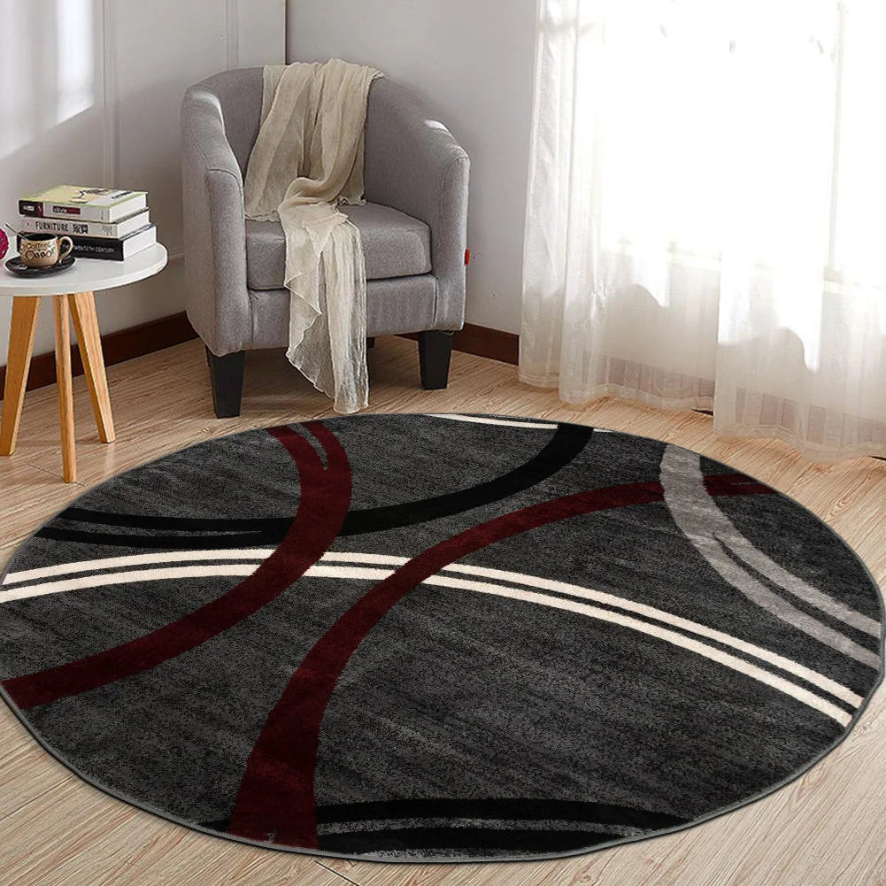 Contemporary Abstract Circles Design Area Rug