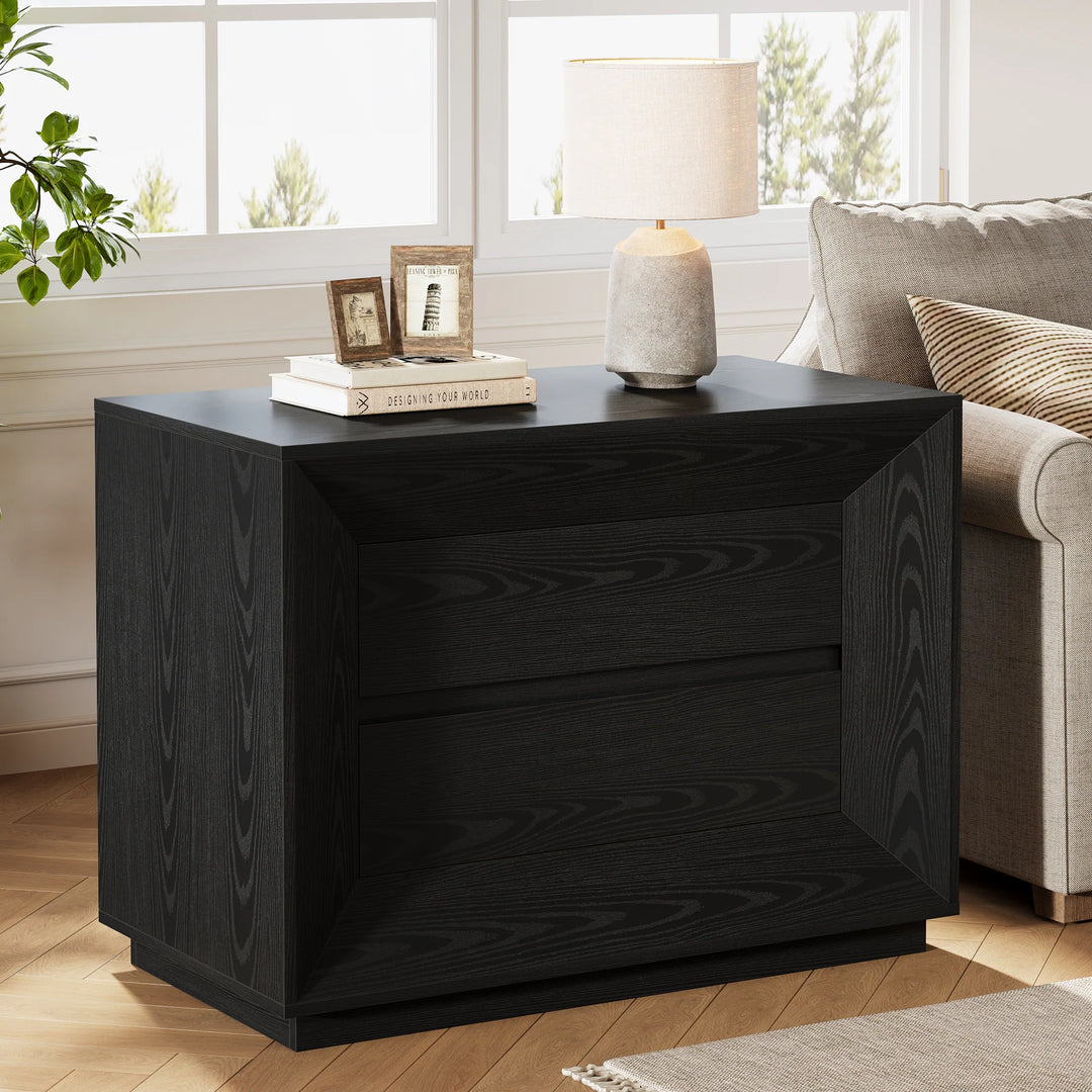 Oversized Wide Nightstand Set of 2, 35.4" Large Night Stand with Drawers