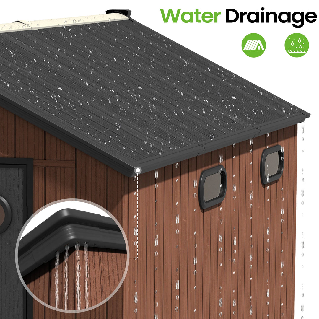 8X8/8X10/8X12 FT All-Weather Outdoor Resin Lockable Storage Shed with Windows Floor for Patio Furniture and Tools