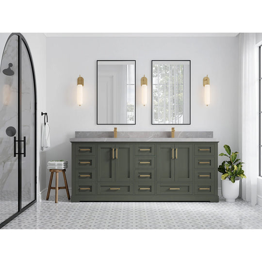 Willow Collection 84 in W X 22 in D X 36 in H Boston Double Bowl Sink Bathroom Vanity with Countertop