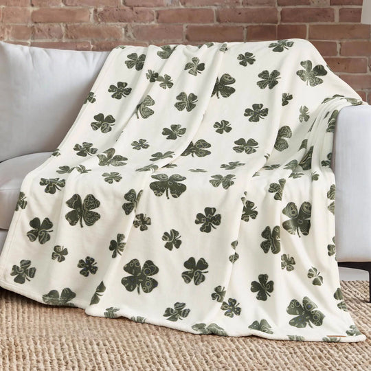 Lucky Clovers Plush Throw Blankets