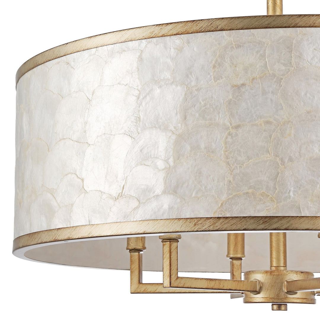 Getledel 24-Inch 6-Light Capiz Shell Drum Chandelier