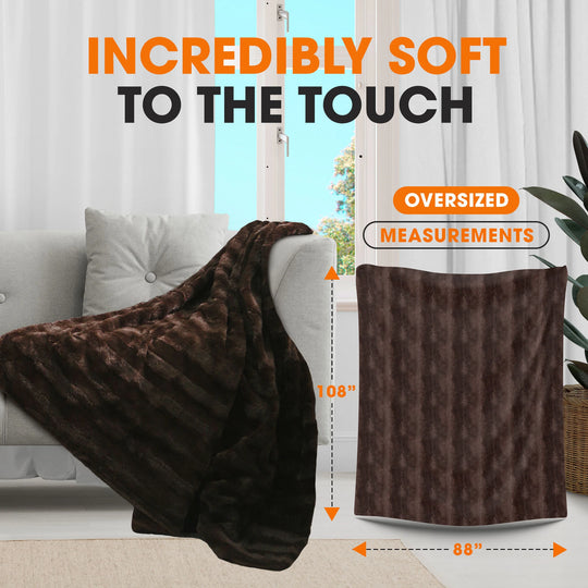 Faux Fur/ Microplush Reversible Throw Blanket