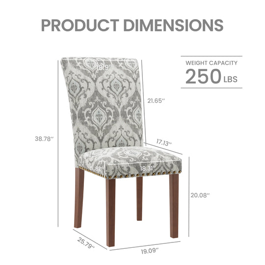 RENEWLINE Dining Chairs, Fabric with Nailhead Trim and Wood Legs