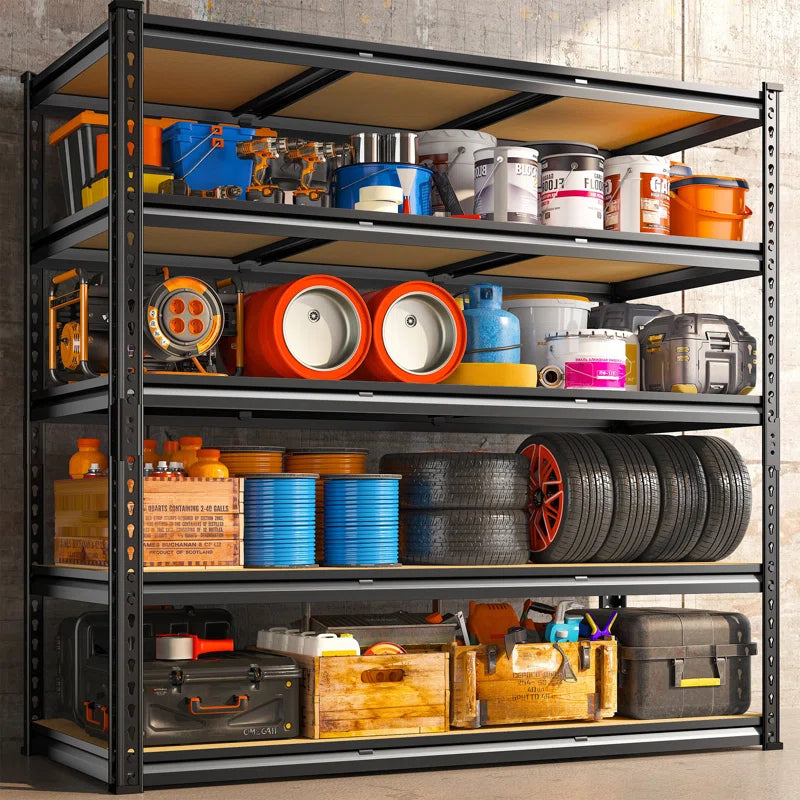48"W Storage Shelves, Heavy Duty Garage Shelving, Adjustable Metal Shelves for Garage Shelves, Sturdy Industrial Shelving Unit