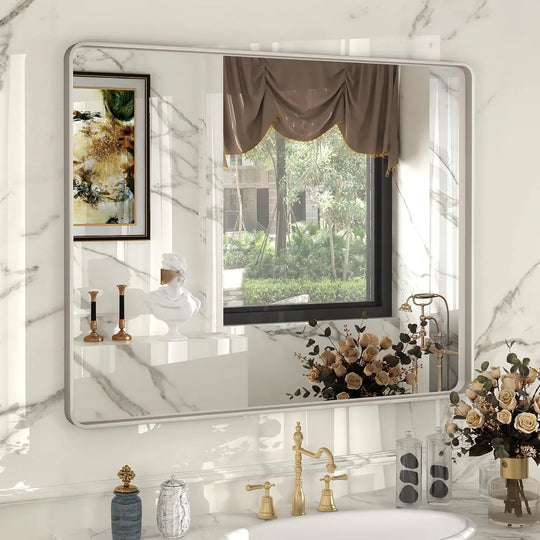 Aluminum Alloy Framed Tempered Glass Wall Decor Vanity Bathroom Mirror