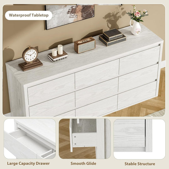 7-Drawer Dresser for Bedroom,Wide Wood Chest with Handle-Free Design,Modern Storage Cabinet for Living Room or Entryway