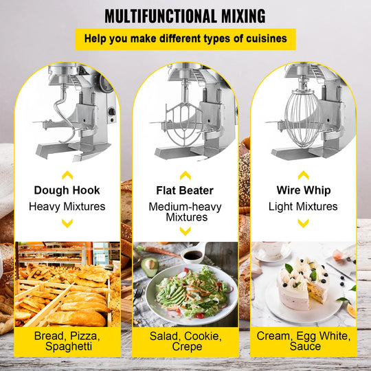 Commercial Food Mixer, 15Qt Commercial Mixer with Timing Function