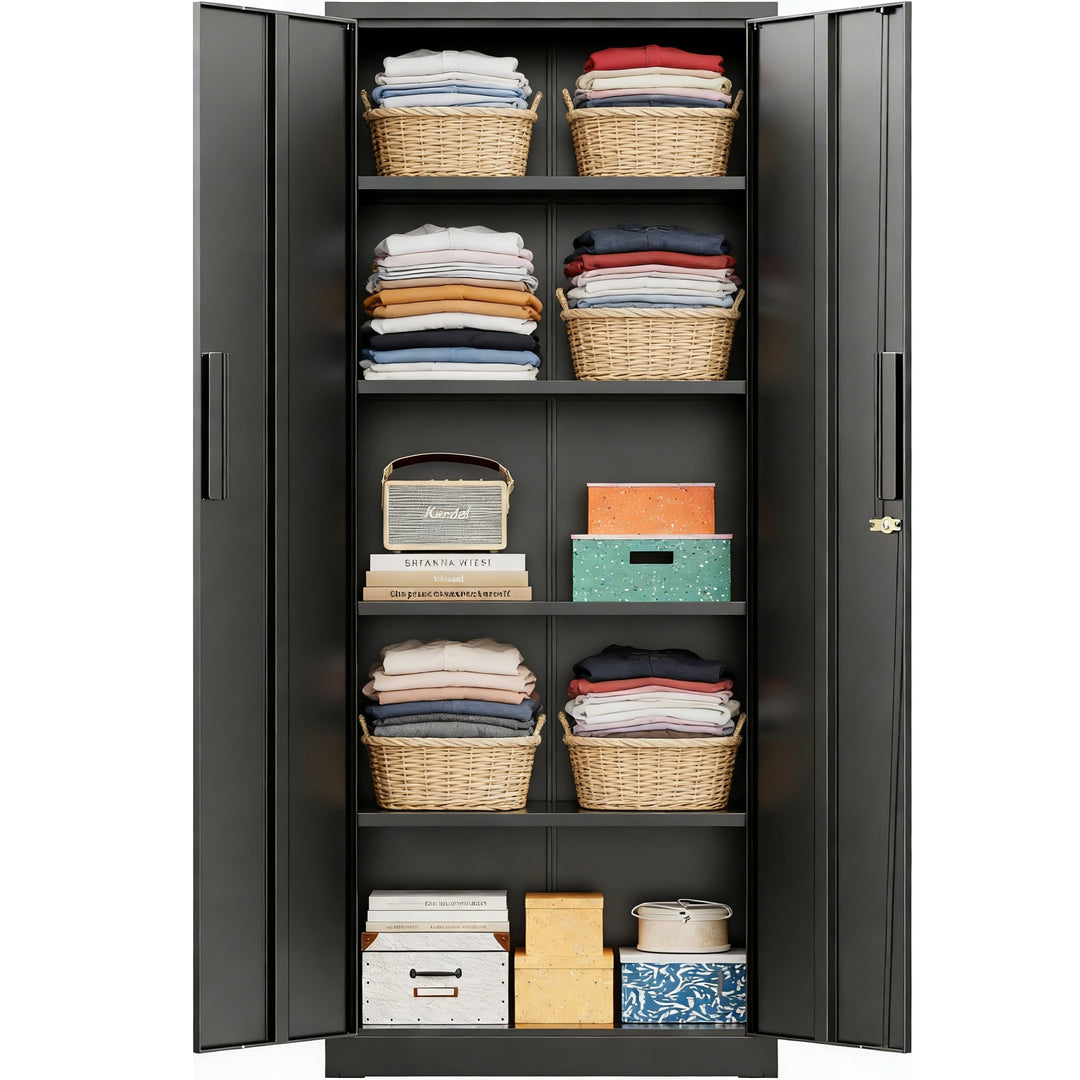 63''-72'' H Large-Capacity Lockable Closet Garage Storage Work Cabinet with Locking Doors and Adjustable Shelves