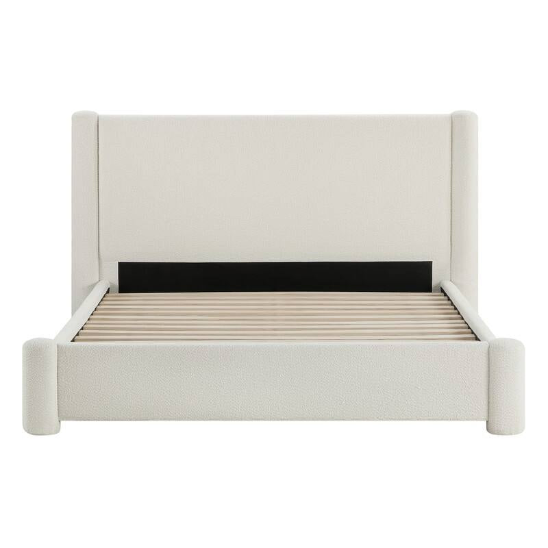 Modern Fully Upholstered Platform Bed Frame with Wide Headboard