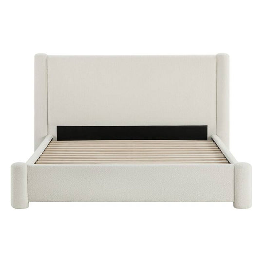 Modern Fully Upholstered Platform Bed Frame with Wide Headboard