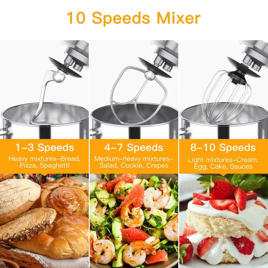 7.5 Quarts 10 Speed Tilt Head Kitchen Stand Mixer
