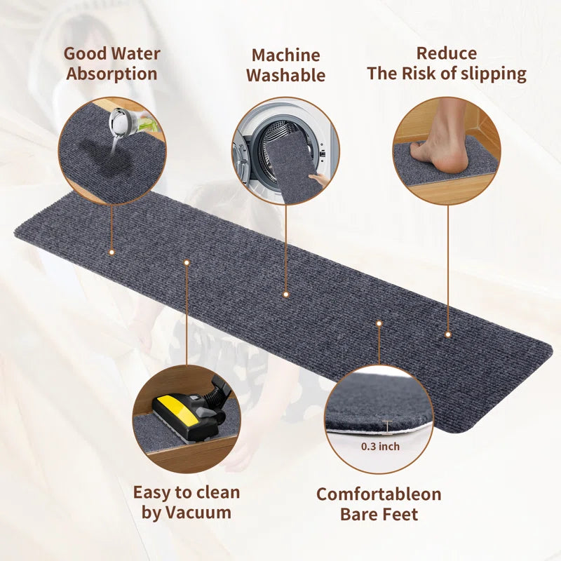 Non-Slip Carpet Stair Treads Indoor Runner for Kids Elders & Pets (Set of 15)
