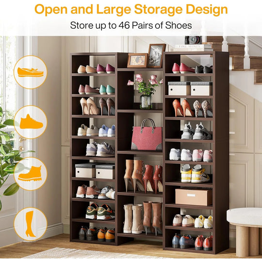 14-Tier Shoe Rack, 46 Pairs Freestanding Tall Entryway Shoe Organizer