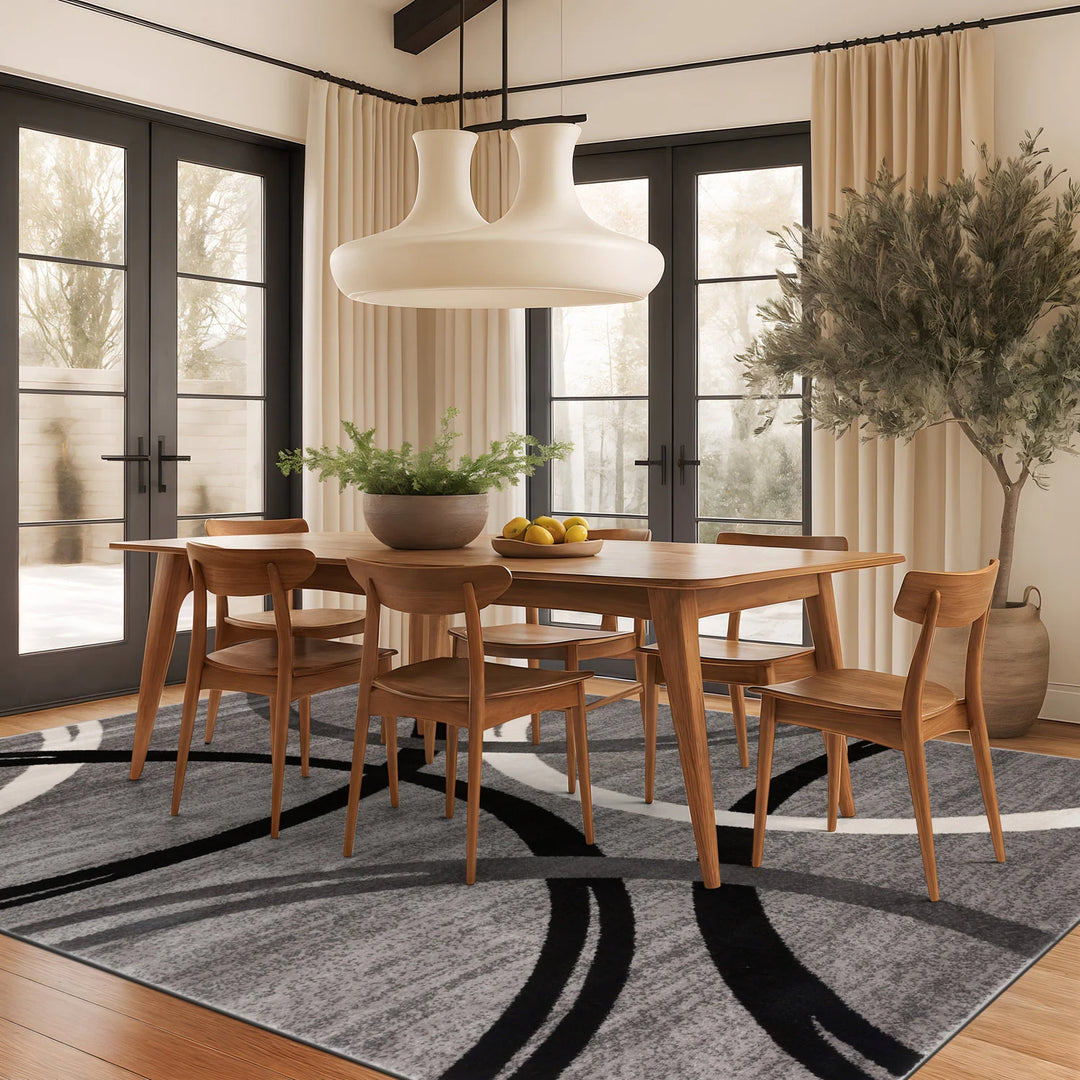 Contemporary Abstract Circles Design Area Rug