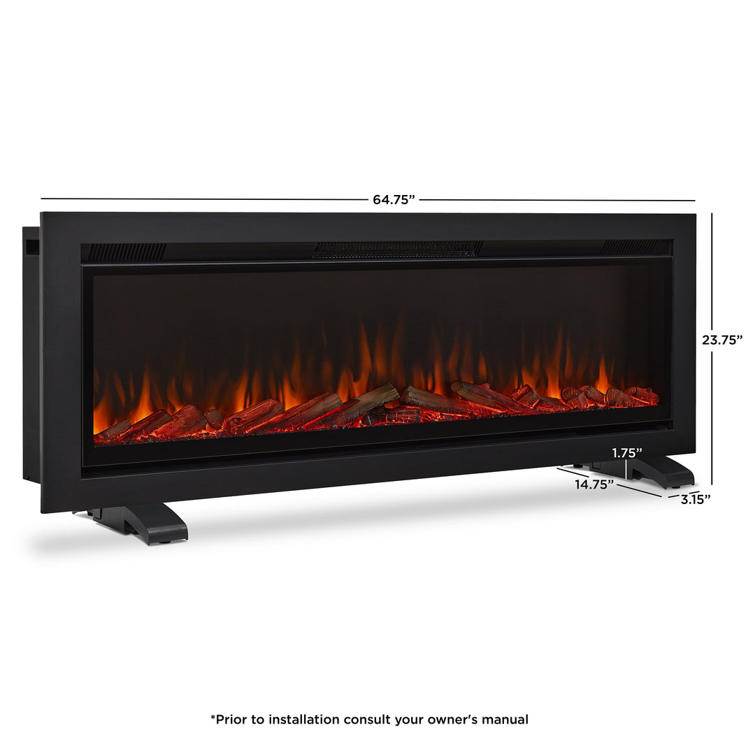 65" Wall Mounted/Recessed Electric Fireplace Insert by