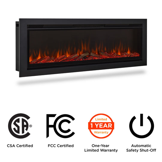 65" Wall Mounted/Recessed Electric Fireplace Insert by