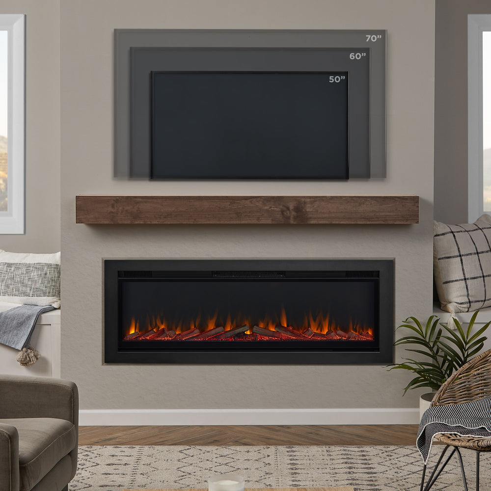 65" Wall Mounted/Recessed Electric Fireplace Insert by