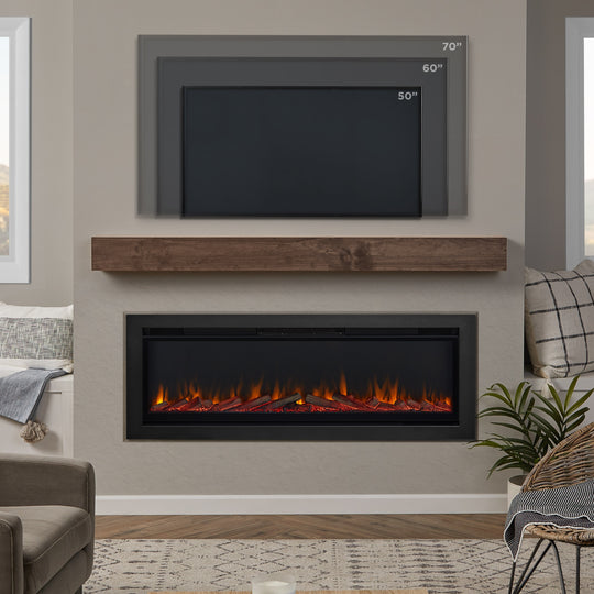 65" Wall Mounted/Recessed Electric Fireplace Insert by