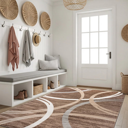 Contemporary Abstract Circles Design Area Rug