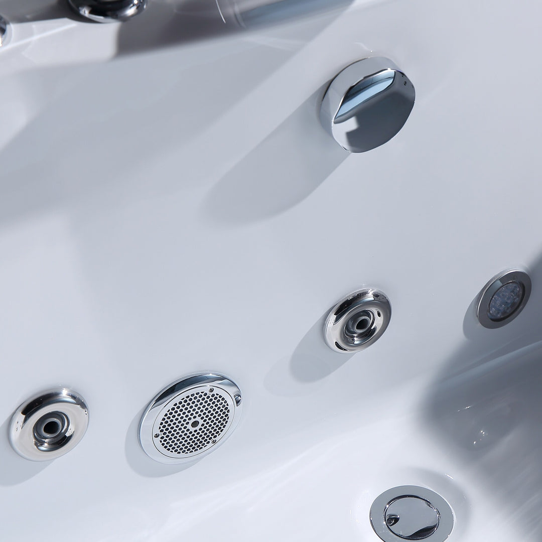 59" X 30" Acrylic Rectangle Whirlpool Bathtub - 11 Water Jets - Led Lights - Center Drain - 3-Side Alcove Install
