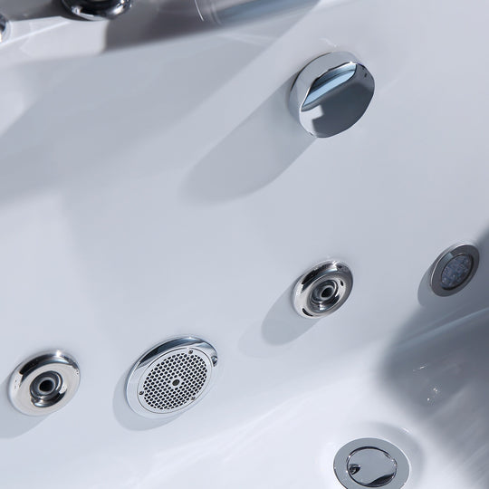 59" X 30" Acrylic Rectangle Whirlpool Bathtub - 11 Water Jets - Led Lights - Center Drain - 3-Side Alcove Install