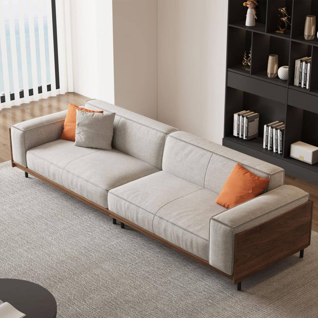 111.81 Inch Versatile Solid Wood Compressible Sponge Sofa for Modern Living 4 Seat