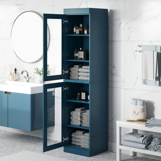 100% Solid Wood Bathroom Storage Cabinet, Adjustable Shelves, 16.5" Wide, 35.75" Tall