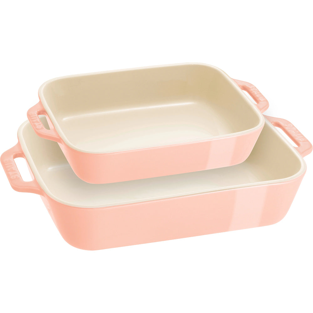 Ceramic 2-Pc Rectangular Baking Dish Set Macaron Pastel