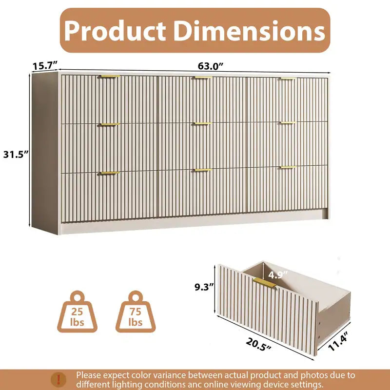 9-Drawer Dresser 63" W