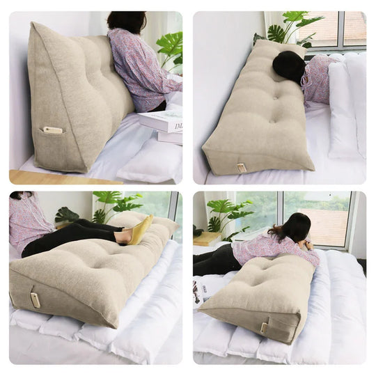 Bed Rest Wedge Reading Pillow Headboard Back Support Cushion