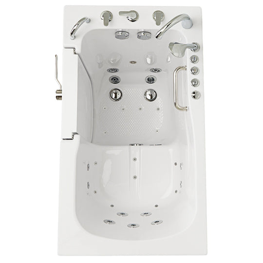 Ella Monaco 32" Acrylic Hydro Massage Walk-In Bathtub with Outward Swing Door, 5 Piece Fast Fill Faucet, 2" Dual Drain