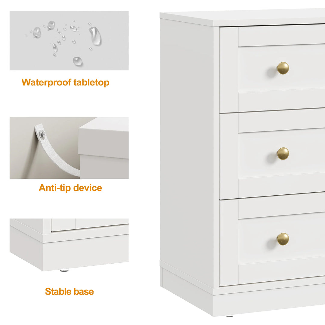 Set of 2 Modern Nightstands with 3 Drawers