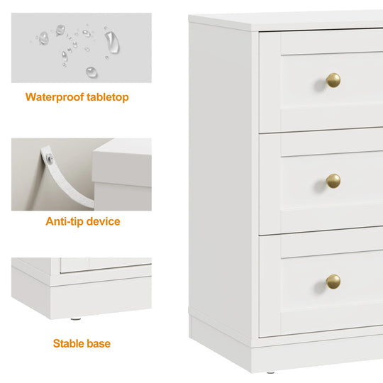 Set of 2 Modern Nightstands with 3 Drawers