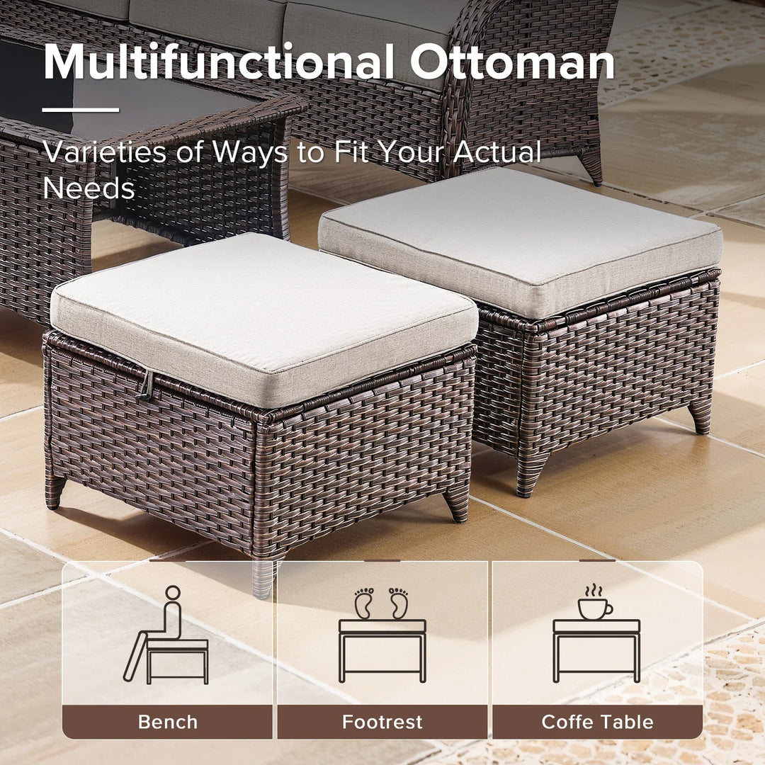 7-Piece Patio Furniture Set with Swivel Glider Chairs, 6-Inch Ultra-Plush Cushions & Water-Resistant Olefin Fabric