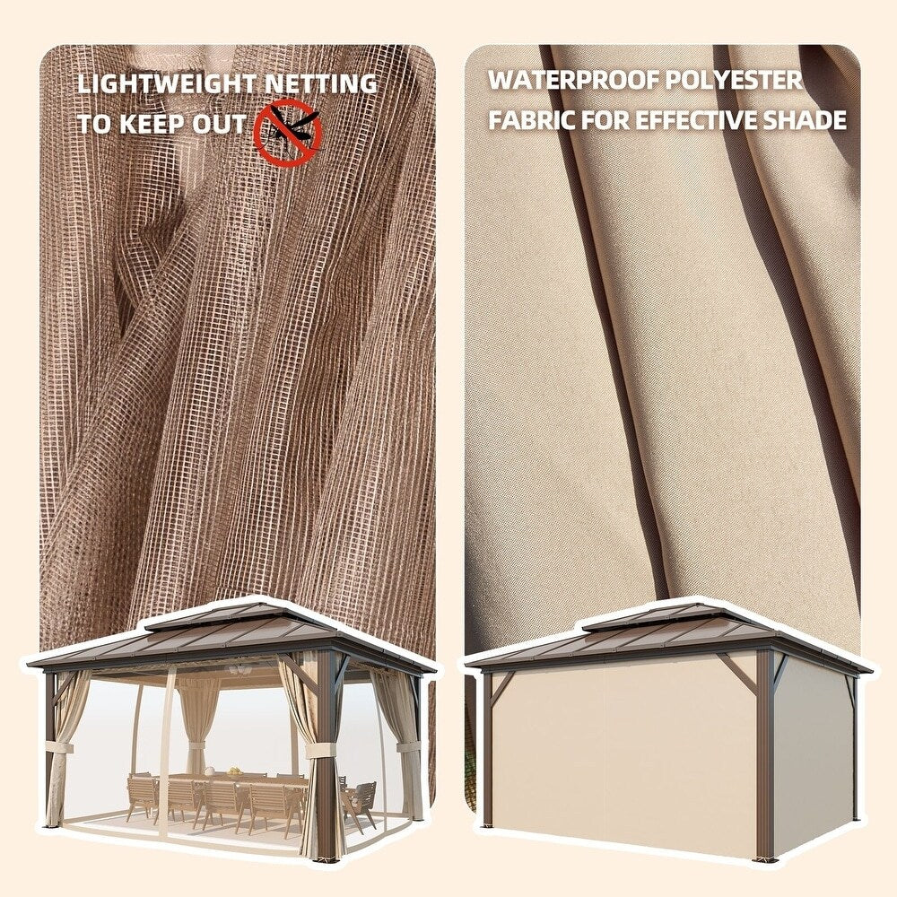 Hardtop Wood Gazebo with Double Roof – Free Dust Cover with 12X16 or 12X20 Model – Waterproof Outdoor Gazebo