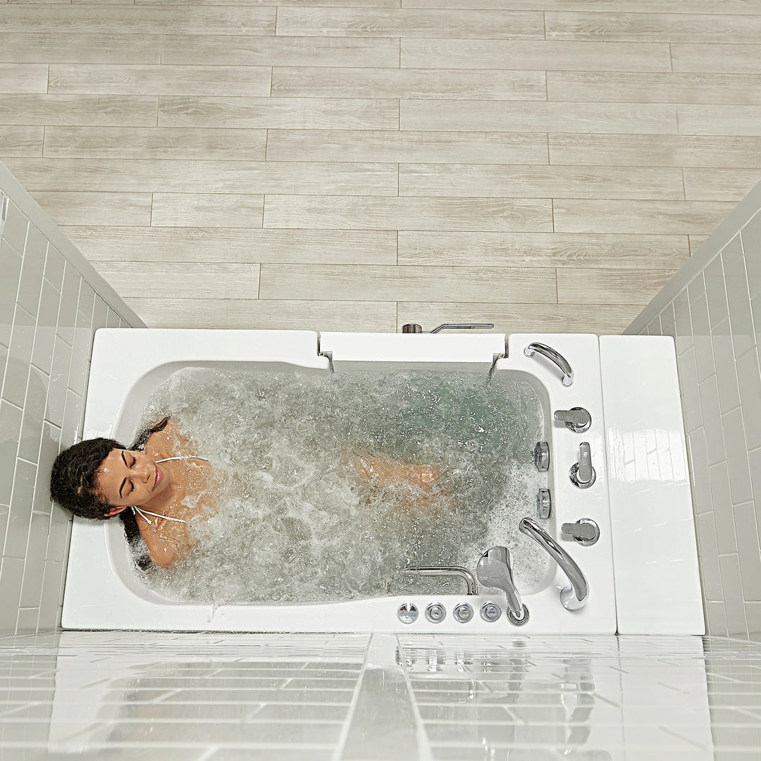 Ella Monaco 32" Acrylic Hydro Massage Walk-In Bathtub with Outward Swing Door, 5 Piece Fast Fill Faucet, 2" Dual Drain