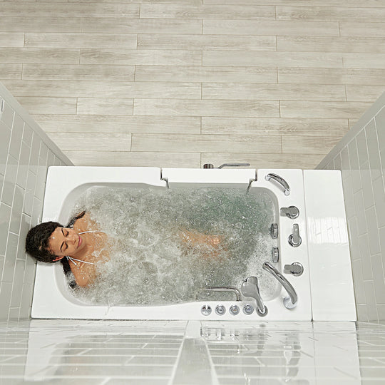 Ella Monaco 32" Acrylic Hydro Massage Walk-In Bathtub with Outward Swing Door, 5 Piece Fast Fill Faucet, 2" Dual Drain