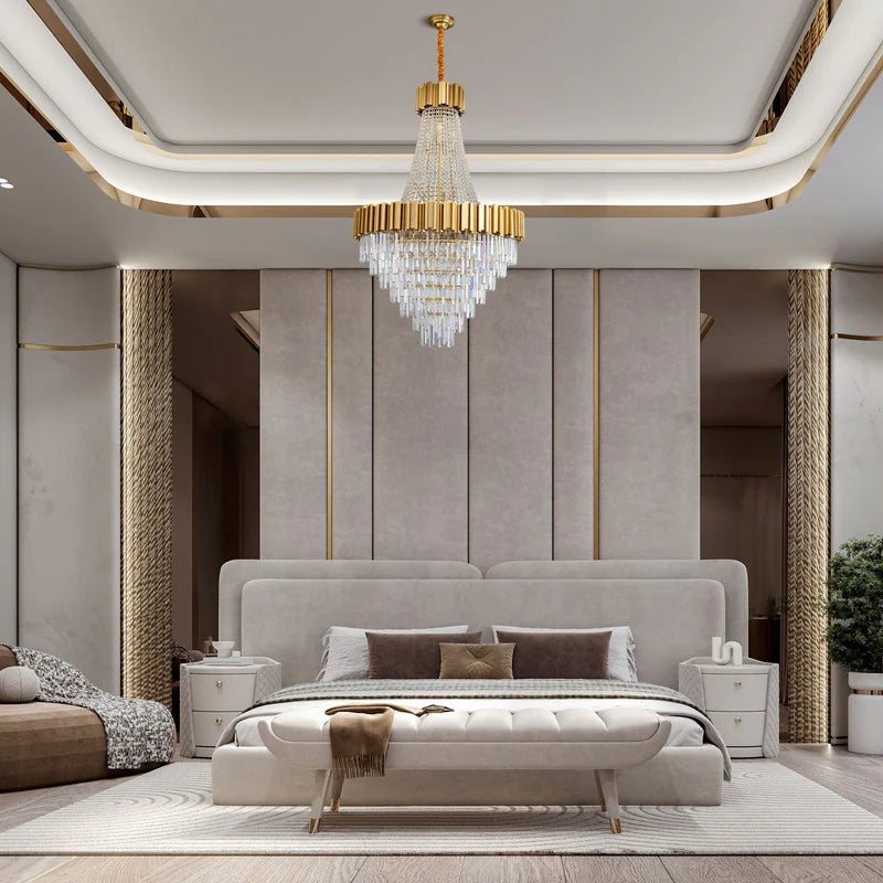 Large Crystal Chandelier - 35.4"Modern 6-Tier 17-Light Chrome Ceiling Light, Luxury K9 Crystal