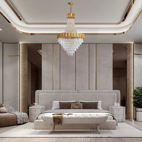 Large Crystal Chandelier - 35.4"Modern 6-Tier 17-Light Chrome Ceiling Light, Luxury K9 Crystal